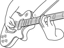 Man hand playing guitar, Hand drawn in thin line style vector