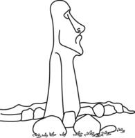 Iceland statue beach side, Hand drawn in thin line style vector