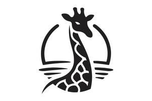 Black Silhouette of Giraffe Minimalist Design vector