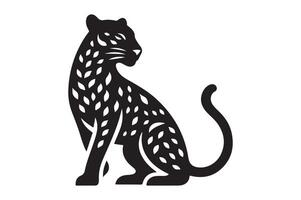 Clean Black Silhouette of Leopard Graphic vector