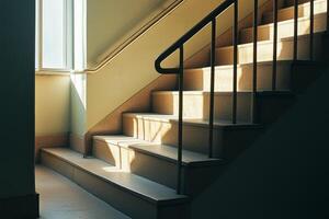 Stairwell in the building with handle photo