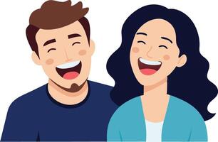 Cheerful Couple Sharing Joyful Laughter Together in a Lighthearted Illustration of Happiness vector