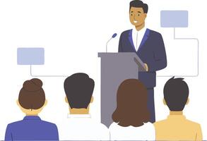 Professional Speaker Presenting Engaging Content to Audience in a Conference Setting vector
