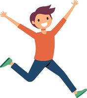 Joyful Child Jumping Playfully in Bright Casual Attire vector