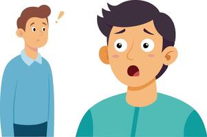 Surprised Man Reacts to Unexpected News While Another Man Observes in Illustration vector