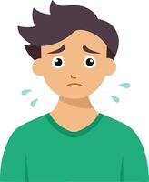 Young Boy With a Sad Expression and Tears, Depicting Emotion in a Illustration Style vector