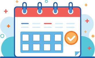 Calendar with a checkmark symbolizing a completed task, productivity, and organization in design vector