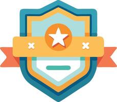 Badge with a star and ribbon representing achievement, honor, and recognition in a flat design vector