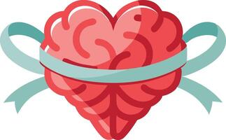 Heartshaped brain wrapped with a ribbon symbolizing emotional intelligence, love, and empathy vector