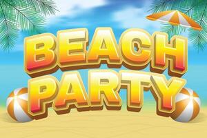 summer beach party design with illustrations of beaches and coconut trees vector