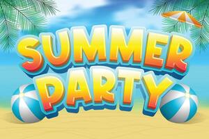 summer party design with illustrations of beaches and coconut trees vector