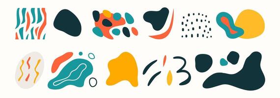 Set of abstract organic shape. hand drawn doodle art. blob vector
