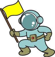 An astronaut holding a flag vector