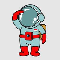 An astronaut in a space suit with a flag on his head vector