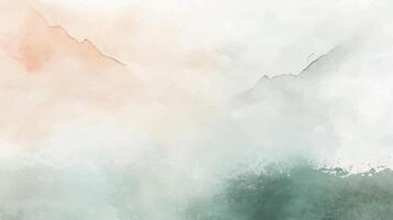 Abstract horizontal watercolor background. green orange color Hand drawn texture. Brush stroked painting pastel color vector