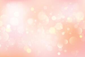 Light pink background with bokeh. Abstract golden glitter texture. Beige gradient with glow. Ivory pastel blurred backdrop for wedding invitation design. Nude elegant gradation wallpaper vector