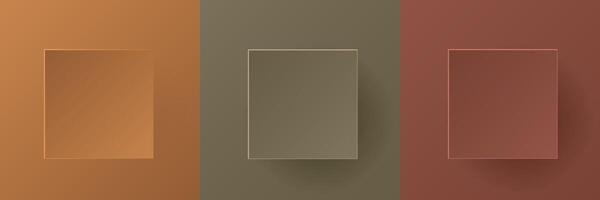 Rectangle circles frames with soft light and shadow. Minimal papercut pedestal podium in top view with text copy space. Badge emboss texture collection design. vector