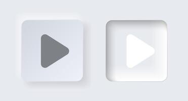 Neumorphic play button for interface application or web design. Simple elegant neumorphism trendy designs element UI components isolated on white background. vector