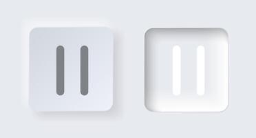 Neumorphic pause button for interface application or web design. Simple elegant neumorphism trendy designs element UI components isolated on white background. vector