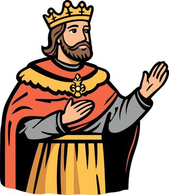 Fantasy King Regal Monarch with Crown and Royal Attire