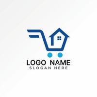 Logo design graphic concept abstract creative premium stock line fast shopping trolley home ecommerce. Related to property house store building vector