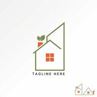 Logo design graphic concept abstract creative premium stock simple line home with reusable leaves. Related green house environmentally friendly vector