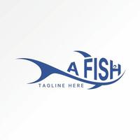 Logo design graphic concept abstract creative premium stock unique line art fish sailor ocean river. Related to monogram typography fisherman vector
