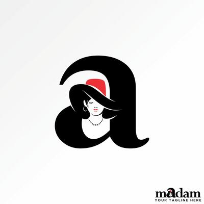 Logo design graphic concept abstract creative premium stock initial A font beauty woman negative space. Related to monogram typography fashion