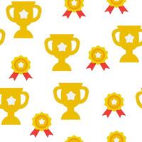 Trophy Pattern background. Gold Trophies Seamless Pattern. gold medal pattern background. competition theme pattern. vector