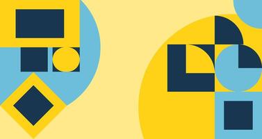 A yellow and blue geometric pattern with a blue square vector