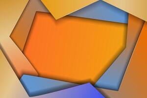 Abstract orange and blue background with a square shape vector