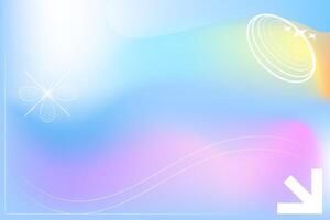 A colorful background with a white arrow and a blue and pink swirl vector