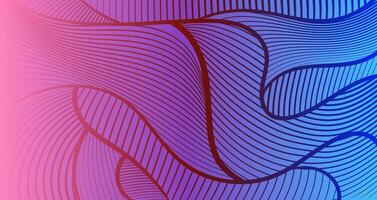 Abstract background with wavy lines in blue and pink vector
