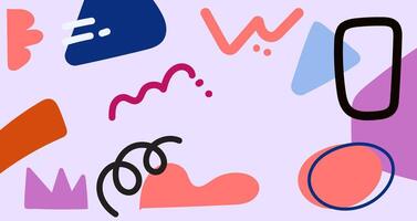 A colorful abstract background with various shapes and letters vector
