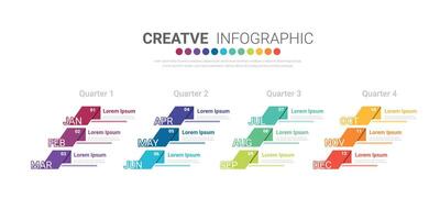 Timeline for year, Months Presentation business. vector