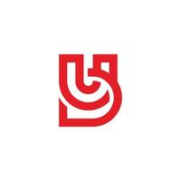 letter ub linked overlap simple red logo vector