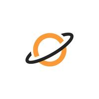 Saturn orbit planet icon outline . Galaxy space circle outline logo vector