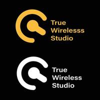 true wireless studio logo with different color and black background vector