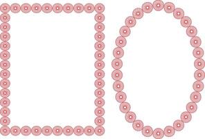 simple abstract red color square ovel shape frame design pink flowers on a white background vector