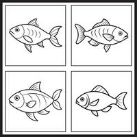 Kids coloring page with a cute fish design, perfect for engaging and creative colouring fun. vector