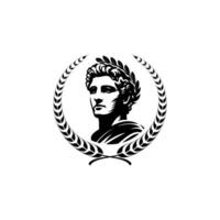 Mascot icon illustration of bust of an ancient Roman emperor, senator or Caesar, ruler of the Roman Empire during the imperial period wearing crown of laurel leaves on isolated background retro style vector