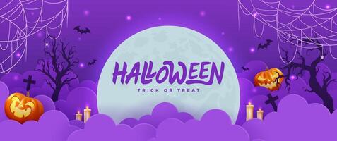Dark background Halloween banner template on spooky elements. Perfect as website background or Halloween themed banner design. vector