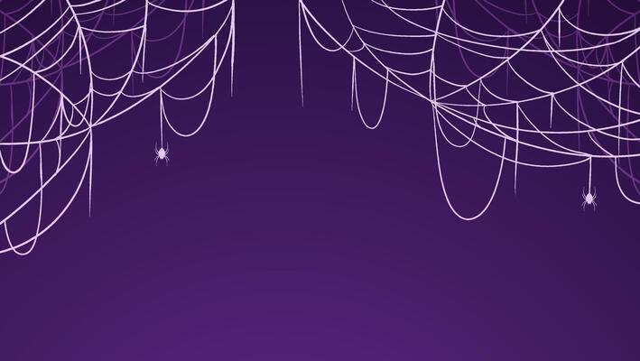 Halloween themed background featuring a spider web design. Simple line art of a spider web.