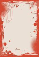 Halloween backdrop with a distressed edge, pumpkin accents, and a faint spider web motif ideal for inserting your own text or visuals. vector