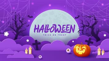 Dark background Halloween banner template on spooky elements. Perfect as website background or Halloween themed banner design. vector