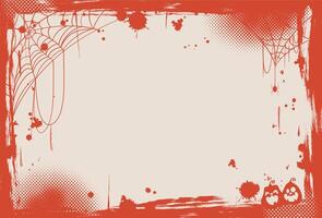 Halloween backdrop with a distressed edge, pumpkin accents, and a faint spider web motif ideal for inserting your own text or visuals. vector