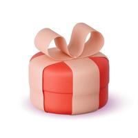 3D orange gift boxes with ribbon in over white background. 3D rendering of a modern holiday surprise box. vector