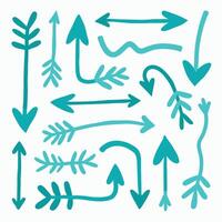 A collection of teal arrows in various shapes and directions on a white background. vector