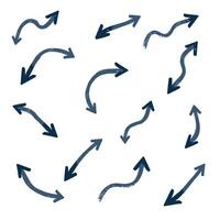 A collection of hand-drawn arrows in various directions on a white background. vector
