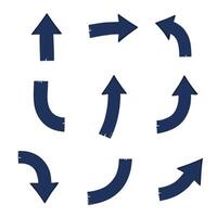 Collection of navy blue arrows in various directions on a white background. vector